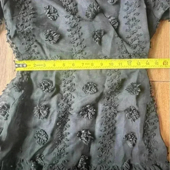 NWT Black Textured Pom‎ Pom Mini Dress Women Sz 38 Whimsigoth Holiday Party - Picture 6 of 8